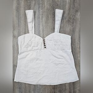 Tibi Cream Tank Top with Button Detail-Size 8